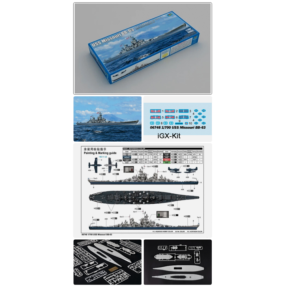 Model Kit Uss Iowa - Trumpeter 06748, Escala 1/700, USS BB-63